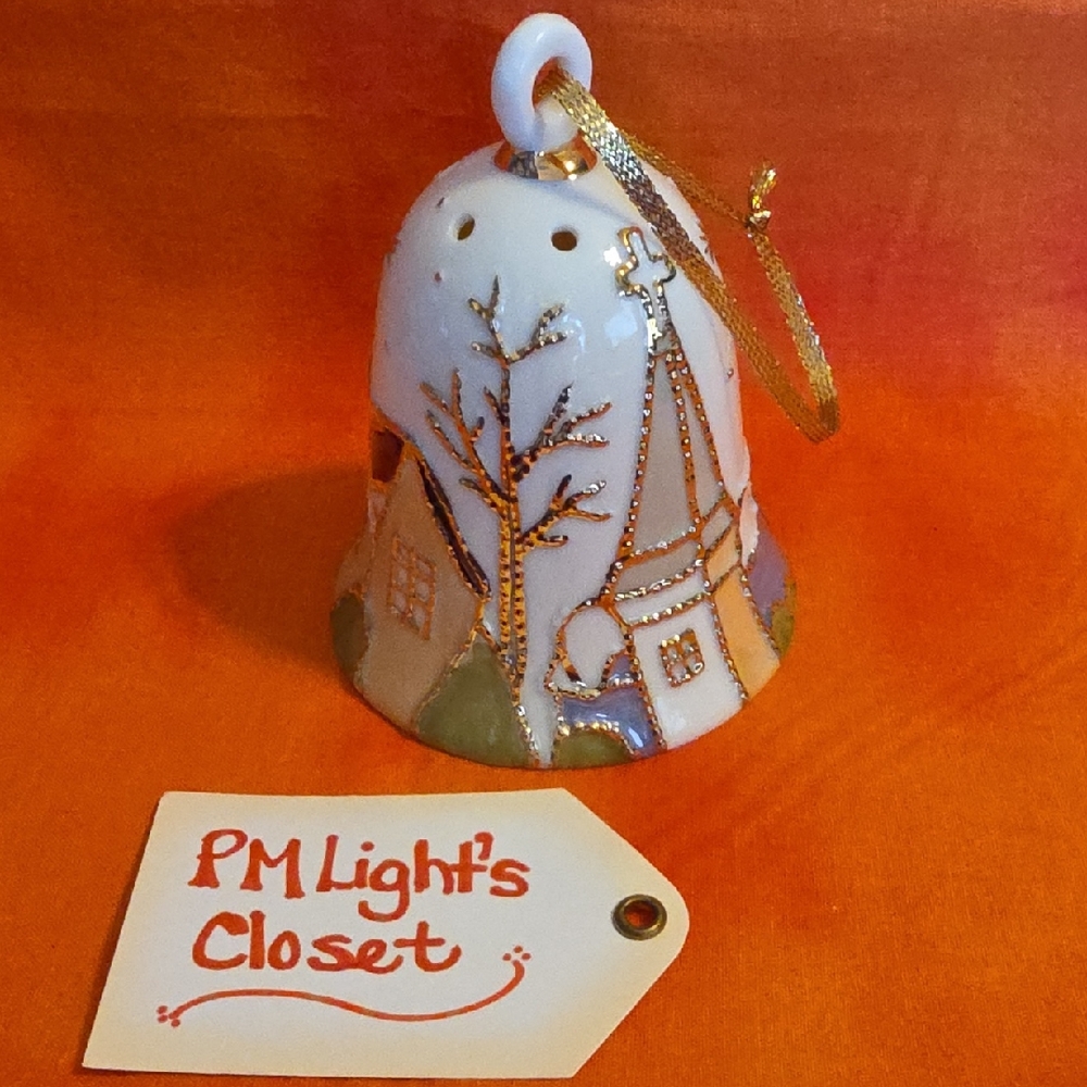 Holiday Ceramic Bell Shaped Scent Ball Ornament